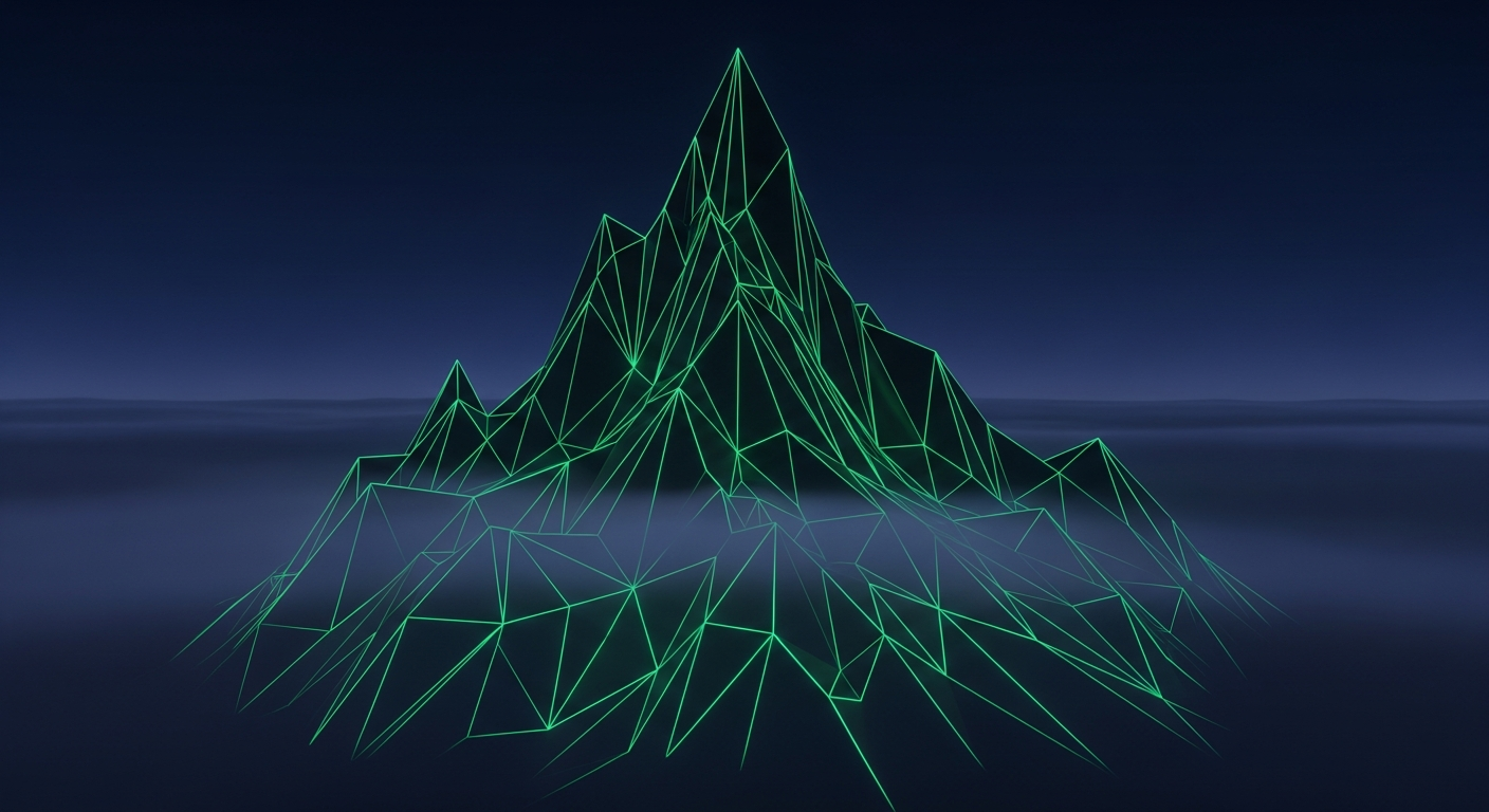 Mountain peaks at night
